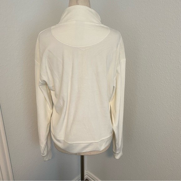 NWOT  Avia Velour Ivory White 1/4 Zip Cropped Pullover Jacket Size XS Oversize - Picture 4 of 9